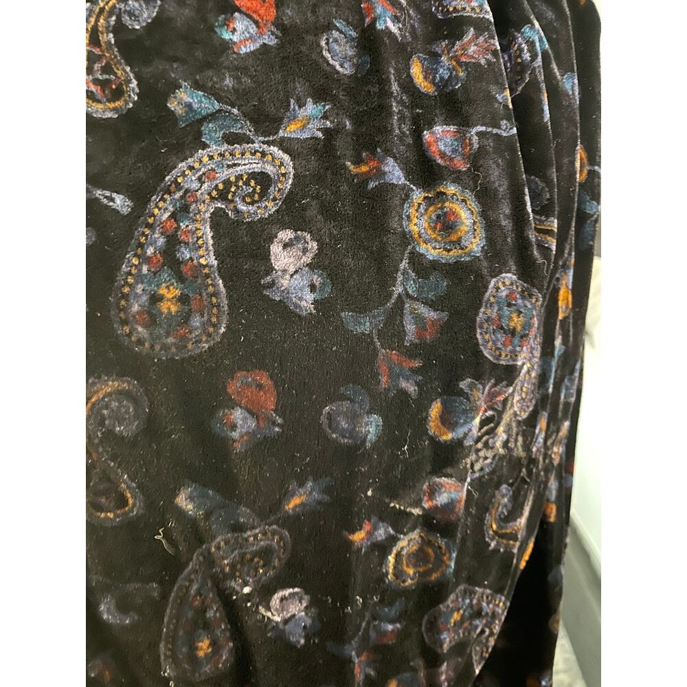 Zara Black Velvet Paisley Open Back Ruched Midi Dress Size M - Picture 8 of 9